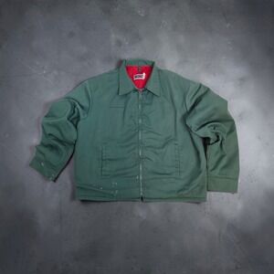 Vintage Big Mac Work Jacket Mens Large Green Quilt Lined Full Zip Utility Coat